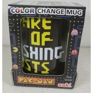 Pac-Man Color Changing Mug Cup Black Just Add Hot Coffee Tea Any Hot Liquid NEW